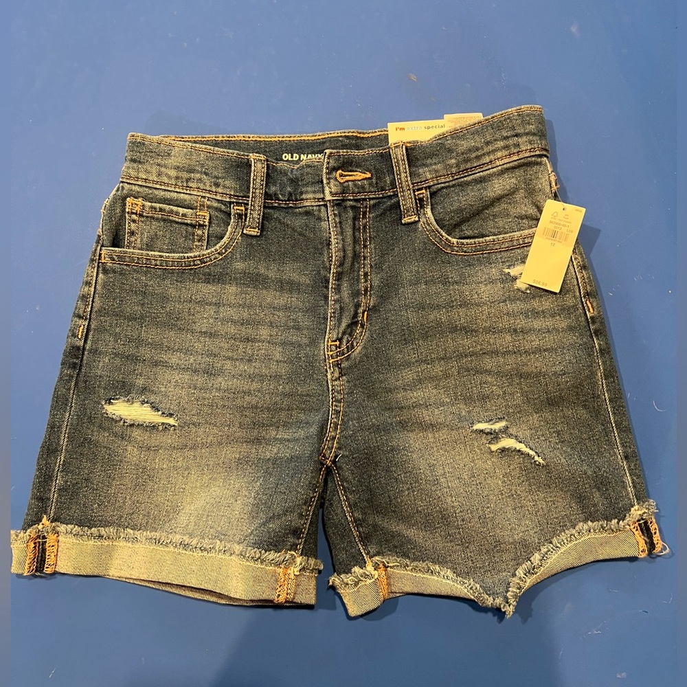Old Navy Girls Size 12 High-Rise, Above the Knee Denim Shorts. New with Tags.